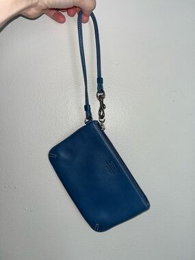 Coach Navy Blue Leather Wristlet with Strap